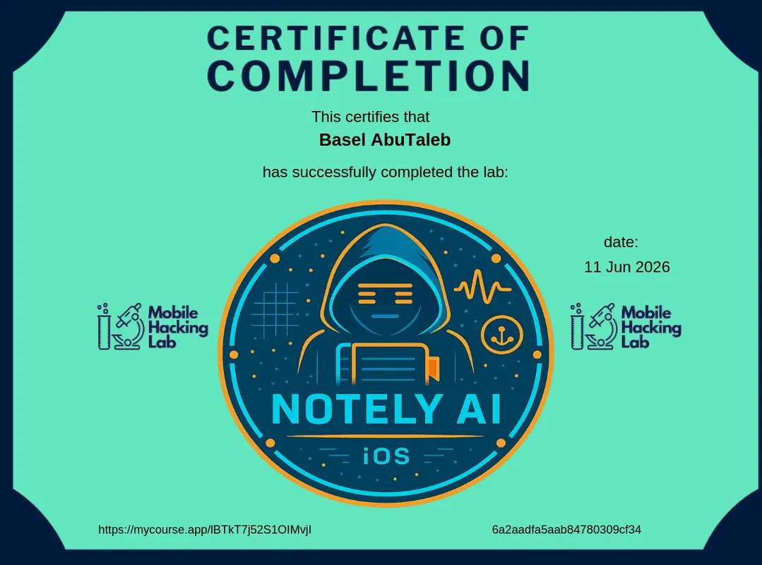 iOS Notely AI challenge by Mobile Hacking Lab 